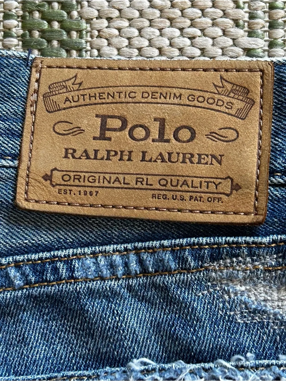 Polo by Ralph Lauren The Varick Blue Distressed Slim Straight Jeans 33x32